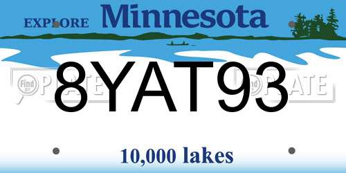 8YAT93 Minnesota License Plate