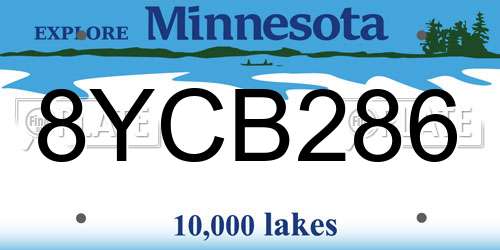 8YCB286 Minnesota License Plate