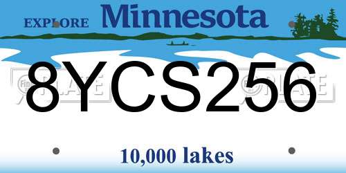 8YCS256 Minnesota License Plate