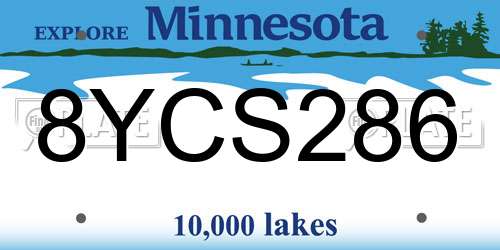 8YCS286 Minnesota License Plate