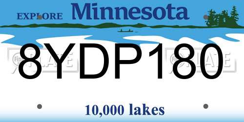 8YDP180 Minnesota License Plate