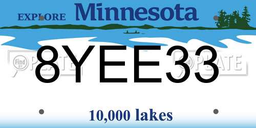 8YEE33 Minnesota License Plate
