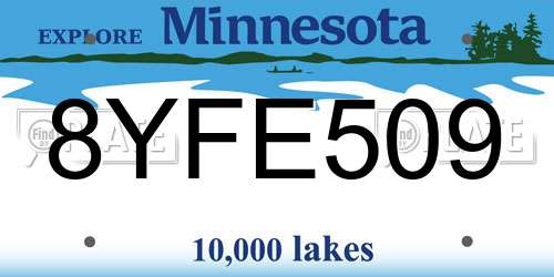 8YFE509 Minnesota License Plate