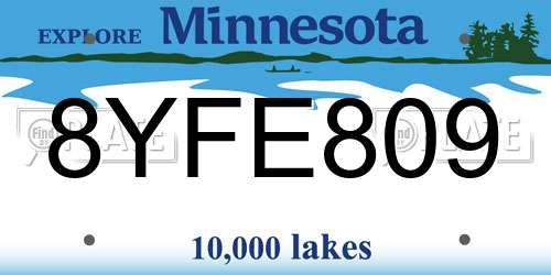 8YFE809 Minnesota License Plate