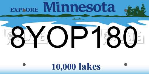 8YOP180 Minnesota License Plate