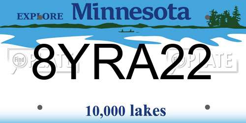 8YRA22 Minnesota License Plate