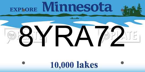 8YRA72 Minnesota License Plate