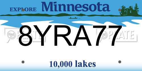 8YRA77 Minnesota License Plate