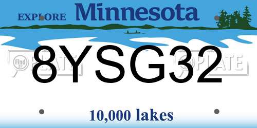 8YSG32 Minnesota License Plate