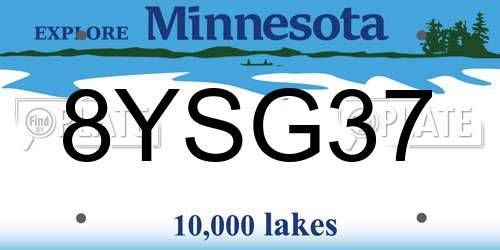 8YSG37 Minnesota License Plate