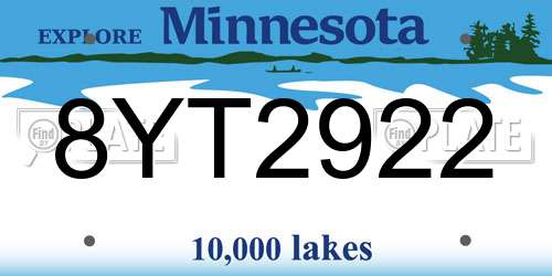 8YT2922 Minnesota License Plate