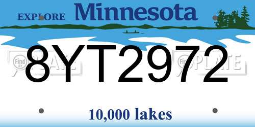 8YT2972 Minnesota License Plate