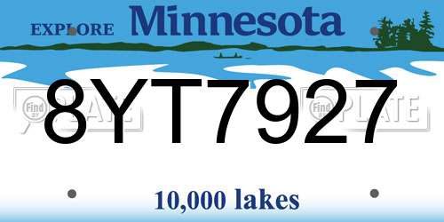 8YT7927 Minnesota License Plate