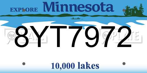 8YT7972 Minnesota License Plate