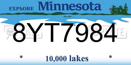 8YT7984 Minnesota License Plate