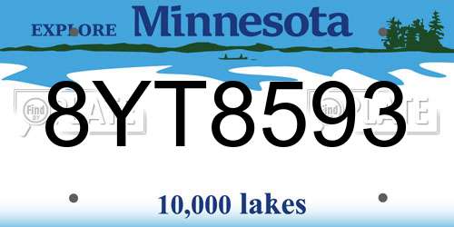 8YT8593 Minnesota License Plate