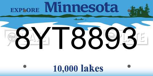 8YT8893 Minnesota License Plate