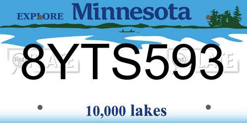 8YTS593 Minnesota License Plate