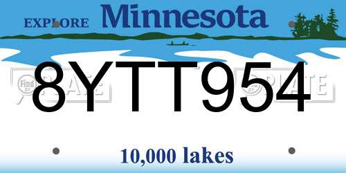 8YTT954 Minnesota License Plate