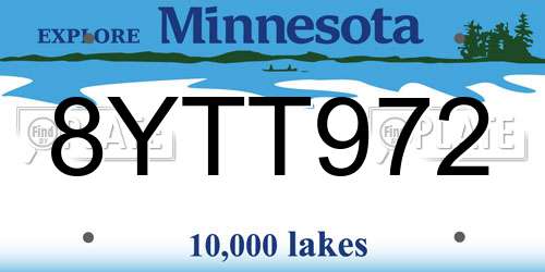 8YTT972 Minnesota License Plate