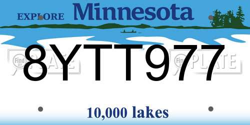 8YTT977 Minnesota License Plate