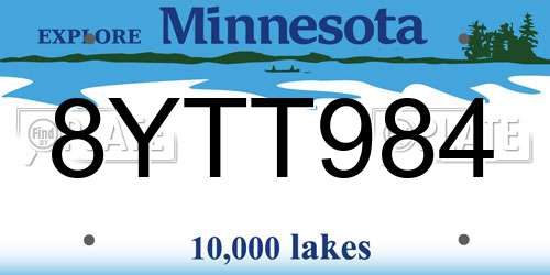8YTT984 Minnesota License Plate