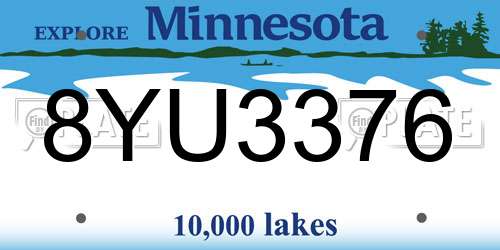 8YU3376 Minnesota License Plate