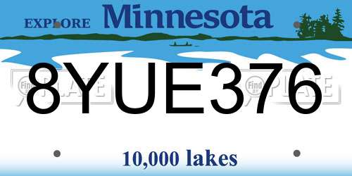 8YUE376 Minnesota License Plate