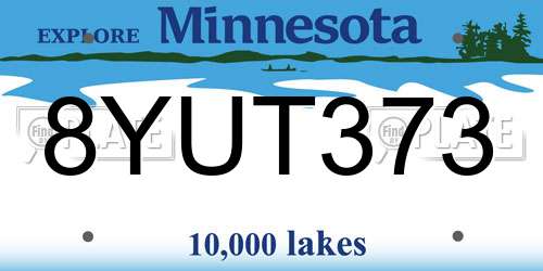 8YUT373 Minnesota License Plate