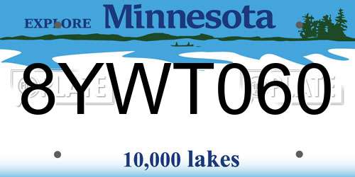 8YWT060 Minnesota License Plate
