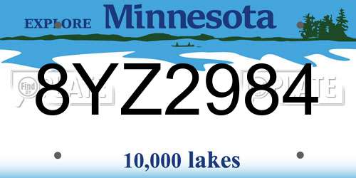 8YZ2984 Minnesota License Plate