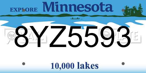 8YZ5593 Minnesota License Plate