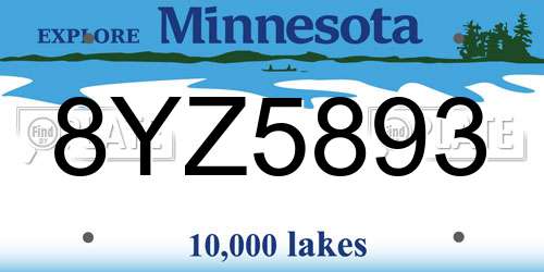 8YZ5893 Minnesota License Plate
