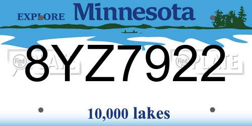 8YZ7922 Minnesota License Plate