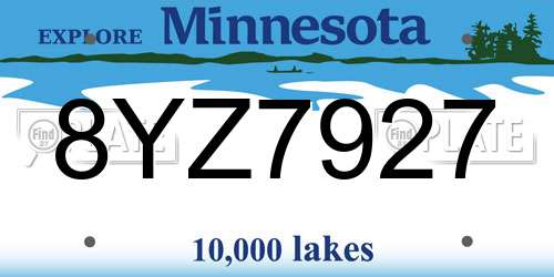 8YZ7927 Minnesota License Plate