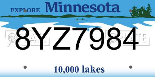 8YZ7984 Minnesota License Plate