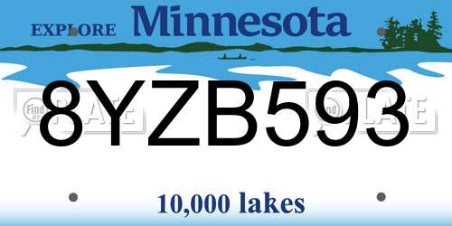 8YZB593 Minnesota License Plate