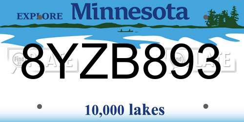 8YZB893 Minnesota License Plate