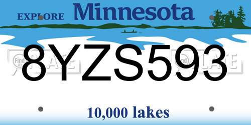 8YZS593 Minnesota License Plate