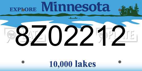 8Z02212 Minnesota License Plate