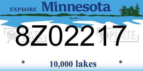 8Z02217 Minnesota License Plate
