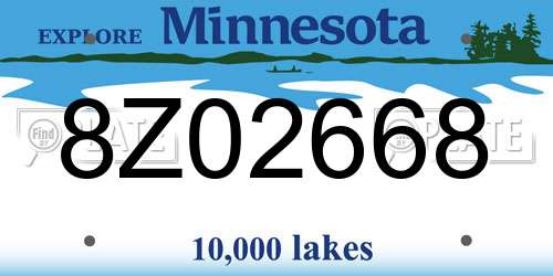 8Z02668 Minnesota License Plate