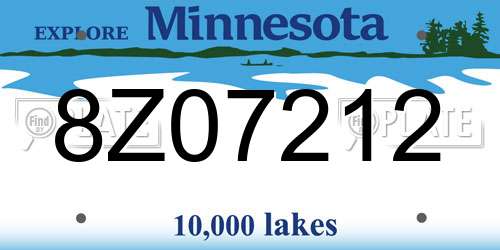 8Z07212 Minnesota License Plate