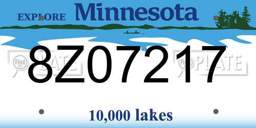 8Z07217 Minnesota License Plate