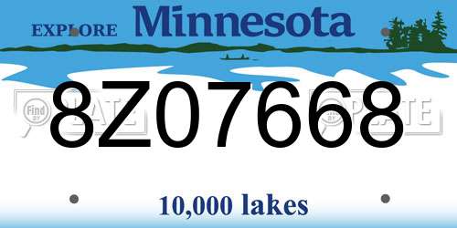 8Z07668 Minnesota License Plate