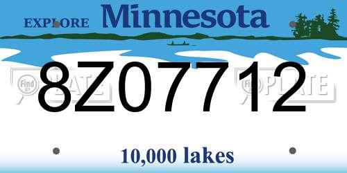 8Z07712 Minnesota License Plate