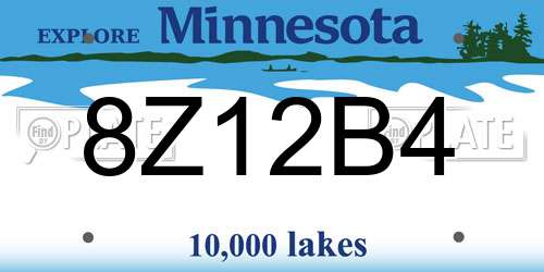 8Z12B4 Minnesota License Plate