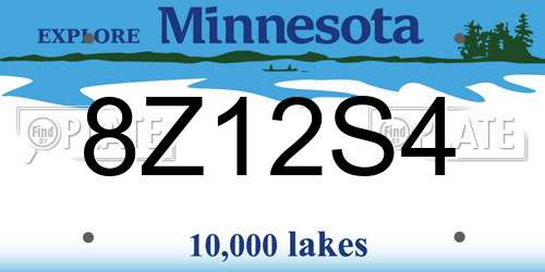 8Z12S4 Minnesota License Plate