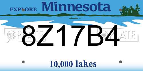 8Z17B4 Minnesota License Plate