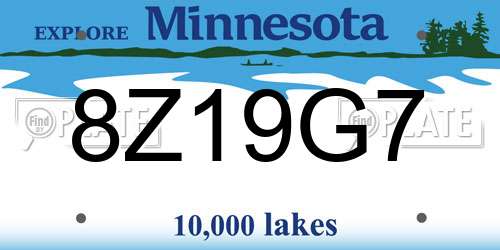 8Z19G7 Minnesota License Plate